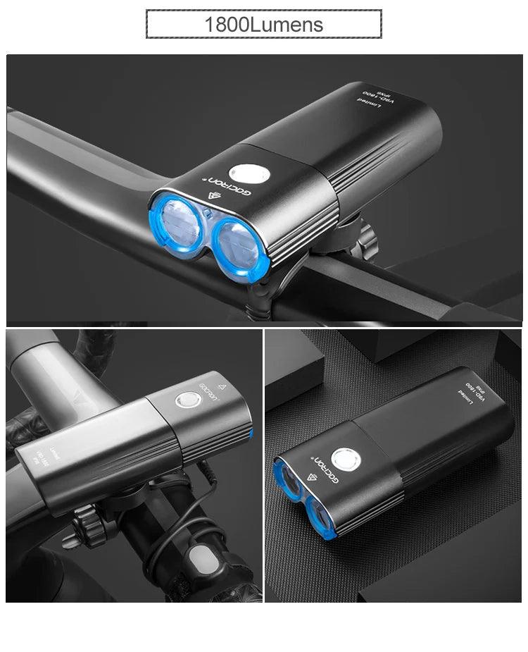 GACIRON 400-1800 Lumens Bicycle Front Light USB Rechargeable Cycling Headlight Flashlight MTB Road Bike Waterproof LED Head Lamp - MANDOTOS