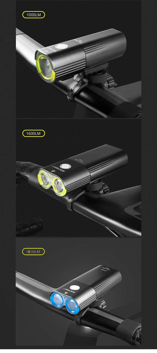 GACIRON 400-1800 Lumens Bicycle Front Light USB Rechargeable Cycling Headlight Flashlight MTB Road Bike Waterproof LED Head Lamp - MANDOTOS