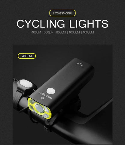GACIRON 400-1800 Lumens Bicycle Front Light USB Rechargeable Cycling Headlight Flashlight MTB Road Bike Waterproof LED Head Lamp - MANDOTOS