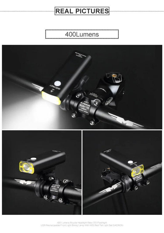 GACIRON 400-1800 Lumens Bicycle Front Light USB Rechargeable Cycling Headlight Flashlight MTB Road Bike Waterproof LED Head Lamp - MANDOTOS