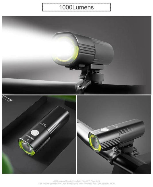 GACIRON 400-1800 Lumens Bicycle Front Light USB Rechargeable Cycling Headlight Flashlight MTB Road Bike Waterproof LED Head Lamp - MANDOTOS