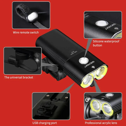 GACIRON 400-1800 Lumens Bicycle Front Light USB Rechargeable Cycling Headlight Flashlight MTB Road Bike Waterproof LED Head Lamp - MANDOTOS