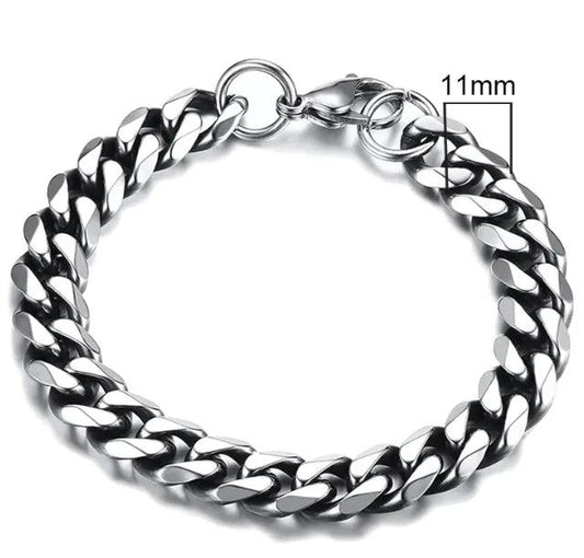 Gold-Tone Stainless Steel Cuban Bracelet 3-11mm - MANDOTOS