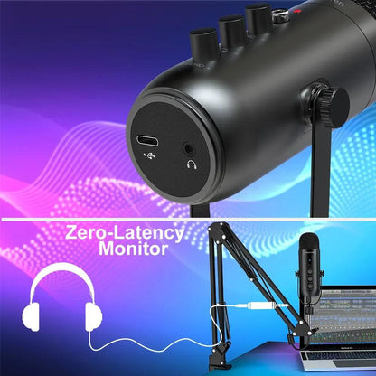 Haomuren Professional USB Streaming Podcast PC Microphone Studio Cardioid Condenser Mic Kit with Boom Arm For Recording YouTube - MANDOTOS