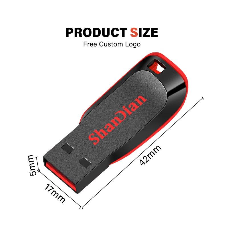 High -capacity speed USB Flash Drives 2.0 128GB 64GB Black Free Keychain Pen Drive 32GB Storage Memory Stick Mini Business Gift - MANDOTOS