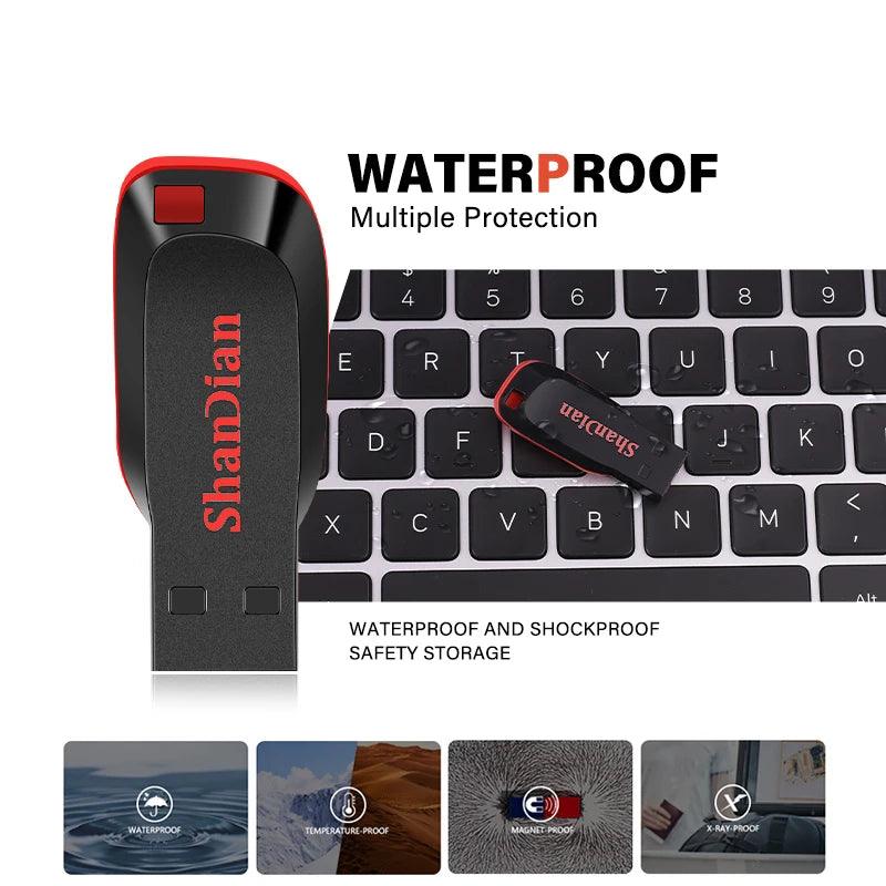 High -capacity speed USB Flash Drives 2.0 128GB 64GB Black Free Keychain Pen Drive 32GB Storage Memory Stick Mini Business Gift - MANDOTOS