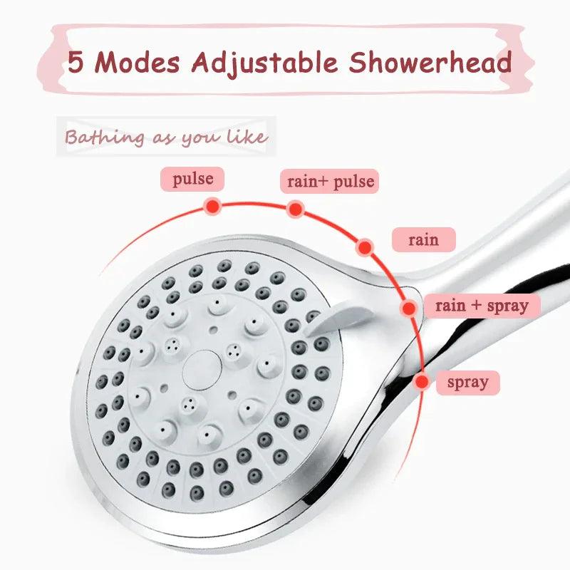 High-Pressure 5-Mode Handheld Shower with Hose - MANDOTOS