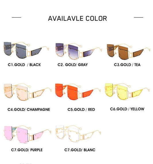 Hollow Out Oversized Women Square Sunglasses 2022 Brand Designer Men Sun Glasses Big Frame Oculos De Sol Feminino Sunglasses - MANDOTOS