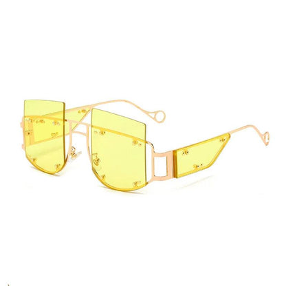 Hollow Out Oversized Women Square Sunglasses 2022 Brand Designer Men Sun Glasses Big Frame Oculos De Sol Feminino Sunglasses - MANDOTOS