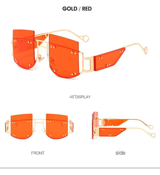 Hollow Out Oversized Women Square Sunglasses 2022 Brand Designer Men Sun Glasses Big Frame Oculos De Sol Feminino Sunglasses - MANDOTOS