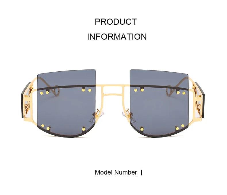Hollow Out Oversized Women Square Sunglasses 2022 Brand Designer Men Sun Glasses Big Frame Oculos De Sol Feminino Sunglasses - MANDOTOS