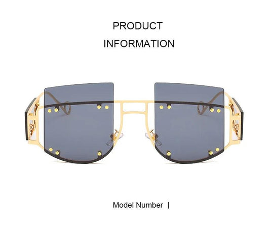 Hollow Out Oversized Women Square Sunglasses 2022 Brand Designer Men Sun Glasses Big Frame Oculos De Sol Feminino Sunglasses - MANDOTOS
