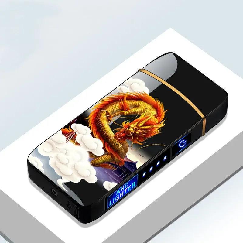 USB Rechargeable Electric Windproof Double Arc Lighter with LED Display - MANDOTOS