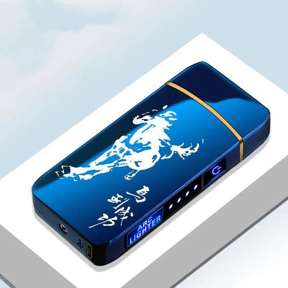 USB Rechargeable Electric Windproof Double Arc Lighter with LED Display - MANDOTOS