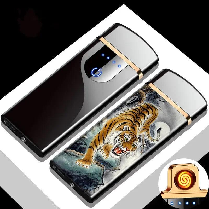 USB Rechargeable Electric Windproof Double Arc Lighter with LED Display - MANDOTOS