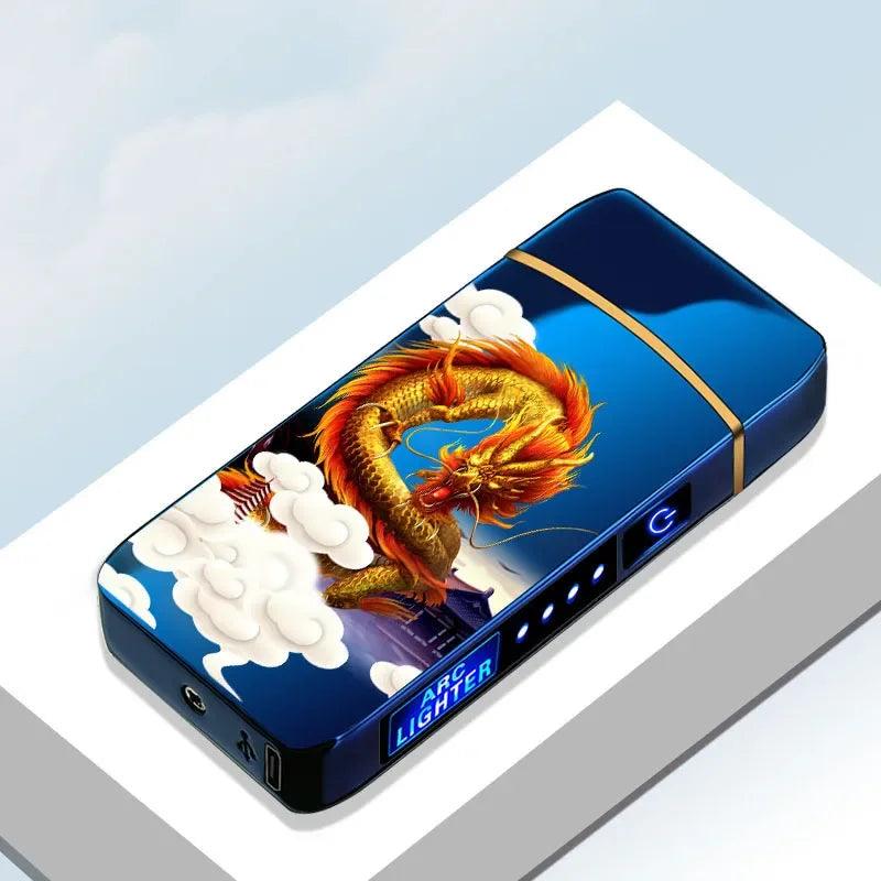 USB Rechargeable Electric Windproof Double Arc Lighter with LED Display - MANDOTOS