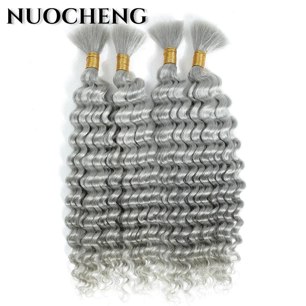 Human Braiding Hair 1 Bundle 20 Inch Human Hair Bundles for Braiding Highlight P4/27 Color Deep Wave Bulk Human Hair Bundles - MANDOTOS