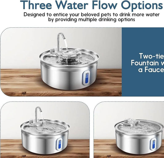 HydraPet Stainless Steel Water Fountain - MANDOTOS