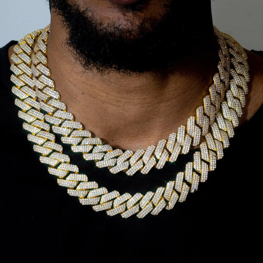 Triple Row Diamond Gold Cuban Chain - MANDOTOS