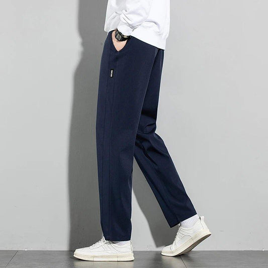 Ice Silk Men's Pants 2025 Summer New Black Gray Thin Business Casual Pants Outdoor Elastic Breathable Straight Leg Sweatpants - MANDOTOS