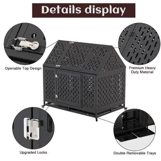 Indestructible 45" Dual-Door Dog Kennel - MANDOTOS