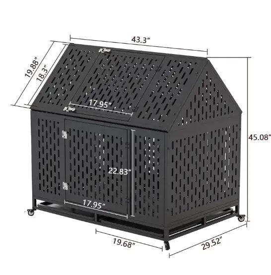 Indestructible 45" Dual-Door Dog Kennel - MANDOTOS
