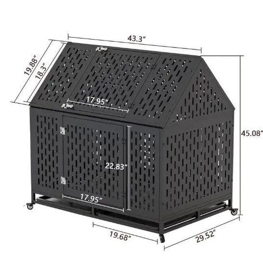 Indestructible 45" Dual-Door Dog Kennel - MANDOTOS