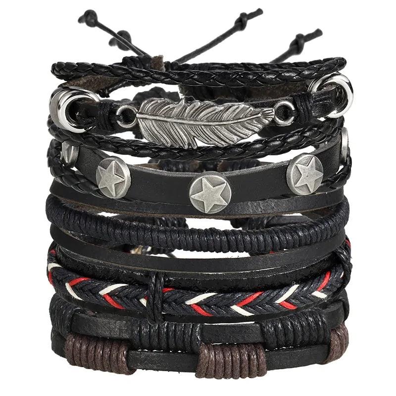 Layered Leather Charm Bracelet - MANDOTOS