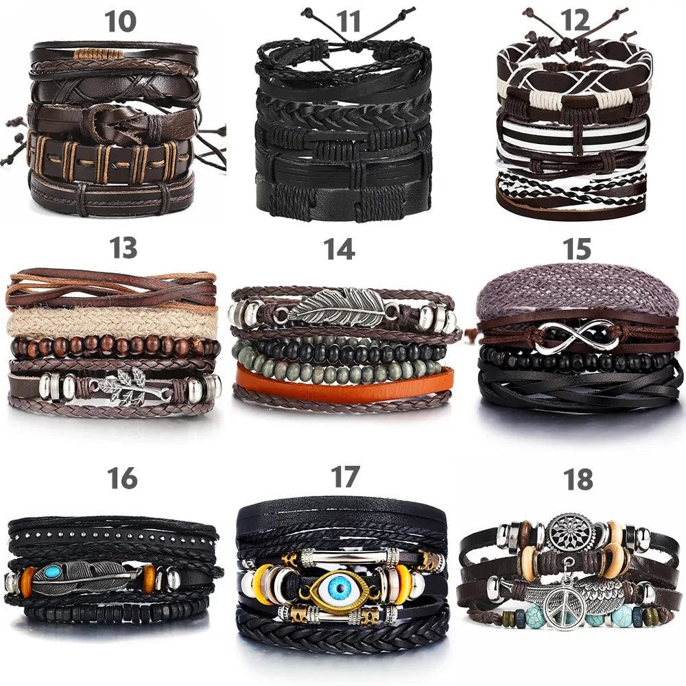 Layered Leather Charm Bracelet - MANDOTOS