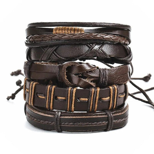 Layered Leather Charm Bracelet - MANDOTOS