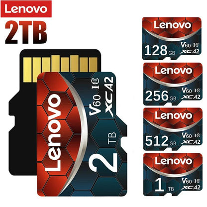 Lenovo Memory Card 128GB Class 10 V60 TF Card 2TB 1TB 512GB 256GB A2 U3 Micro SD Card For Mobile Phone PC Speaker HD Camera - MANDOTOS