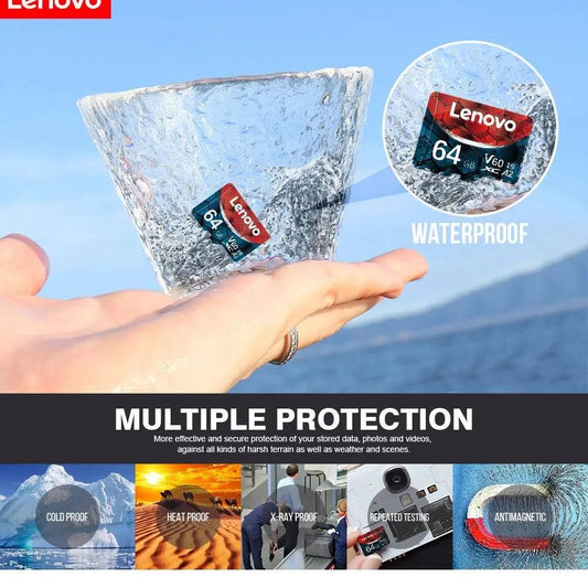 Lenovo Memory Card 128GB Class 10 V60 TF Card 2TB 1TB 512GB 256GB A2 U3 Micro SD Card For Mobile Phone PC Speaker HD Camera - MANDOTOS