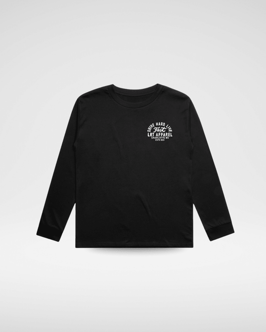 Black long sleeve tee from LITTLE RAD THINGS, THE APEX LONG SLEEVE TEE, featuring a comfortable fit and classic style.