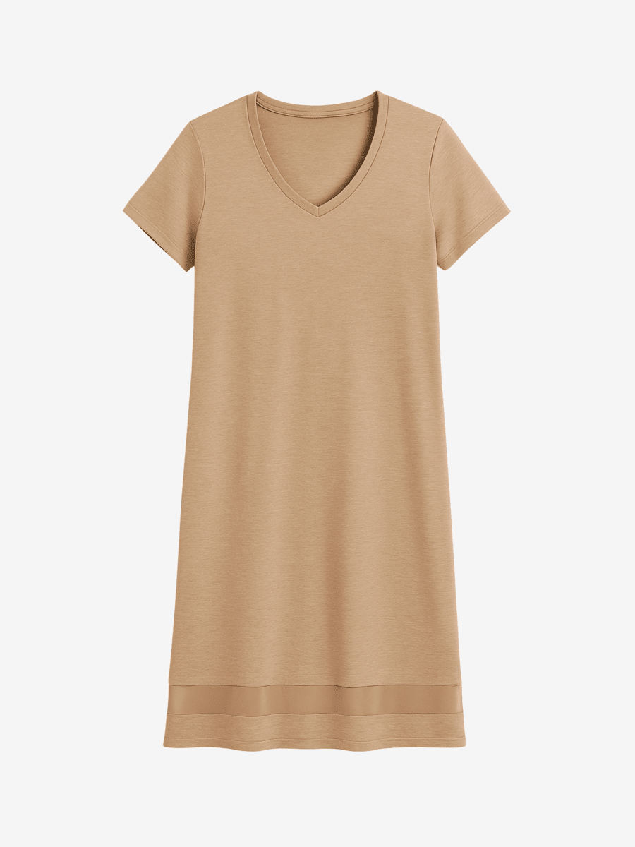 Lusome Sleep USA Gabriela Nightie chemise in soft, flowing fabric with delicate lace details and adjustable straps.