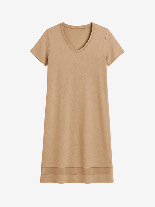 Lusome Sleep USA Gabriela Nightie chemise in soft, flowing fabric with delicate lace details and adjustable straps.