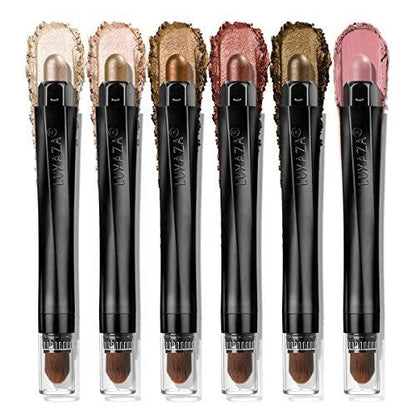 LUXAZA 6PCS Shimmer Neutral Brown Eyeshadow Stick Makeup Set - MANDOTOS