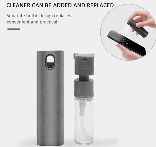 Mandotos 2-in-1 phone and computer screen cleaner kit with microfiber cloth for dust removal and screen cleaning.