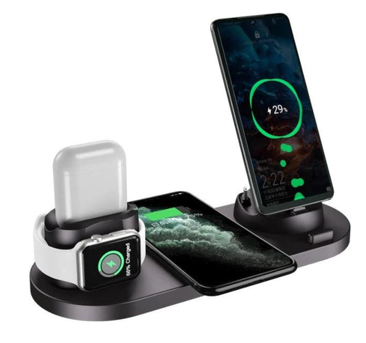Mandotos 5V wireless charger with lithium battery and USB interface, showing the compact charger and charging port.