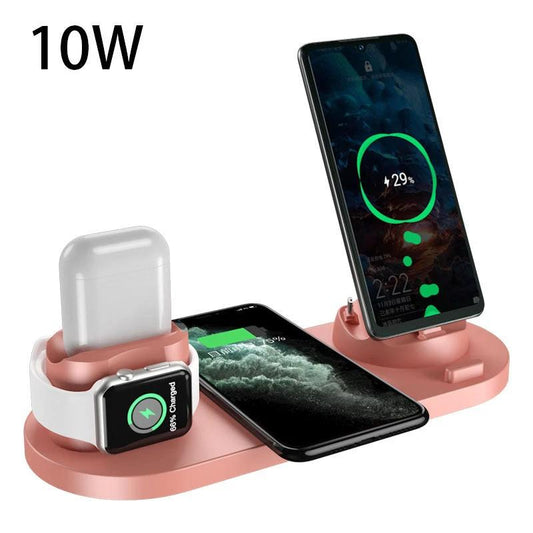 Mandotos 5V wireless charger with lithium battery and USB interface, showing the compact charger device with ports and indicators.