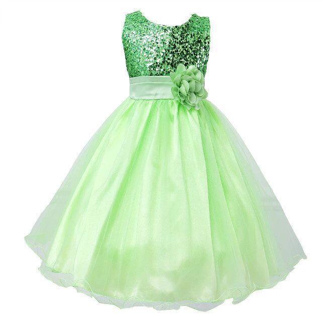 Baby sequin dress by MANDOTOS featuring floral details, perfect for flower girl or princess wedding attire.
