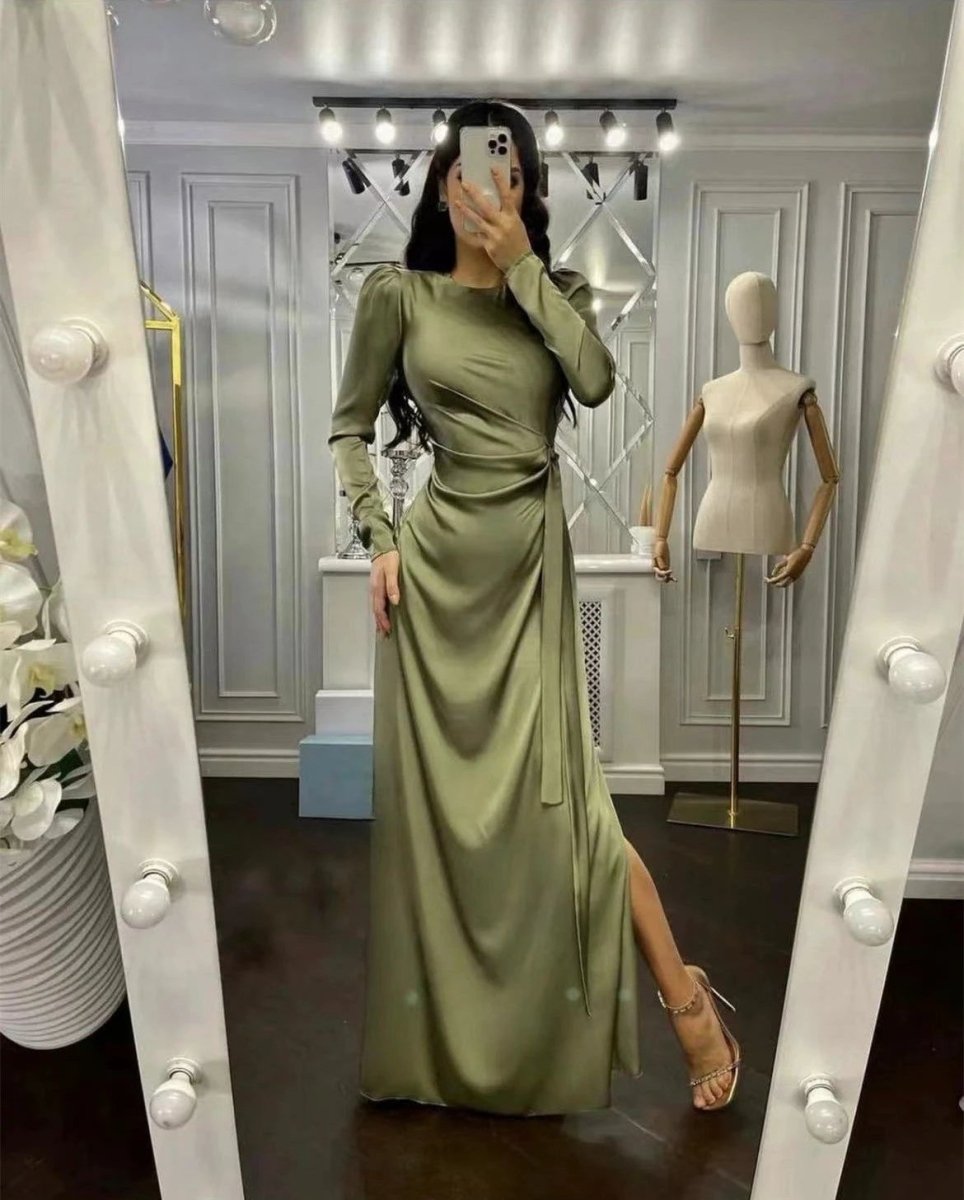 Mandotos waist-fitting irregular dress featuring a stylish, flowing design perfect for elegant occasions.