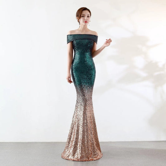 Mandotos long birthday party dress for women, slimming host gown with elegant design, suitable for special celebrations.