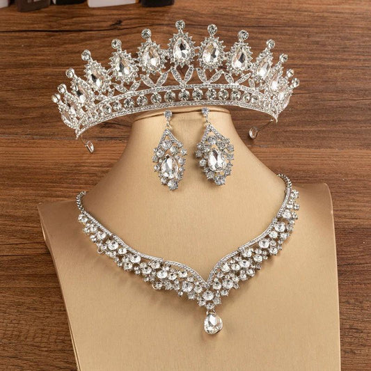 Elegant bridal crown with alloy and diamond accents, perfect for wedding and fashion occasions, designed by MANDOTOS.