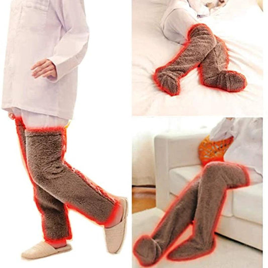 Mandotos cozy winter knee-high fuzzy socks designed for warmth and comfort during cold weather.