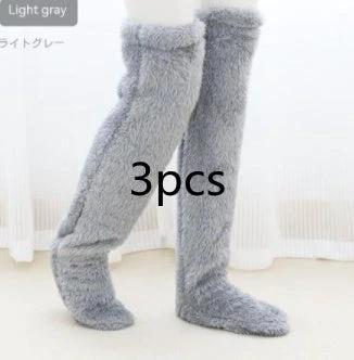 Mandotos cozy winter knee-high fuzzy socks for cold-proof comfort, soft fabric and warm fit for chilly days