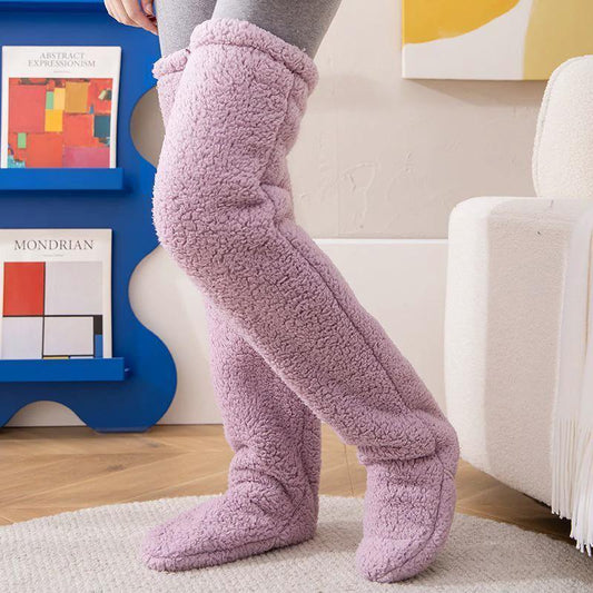 Mandotos cozy winter knee-high fuzzy socks designed for cold-proof comfort and warmth.