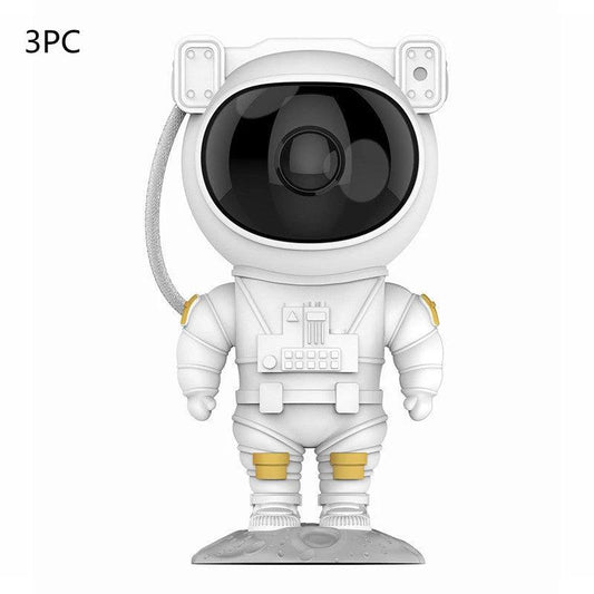 Mandotos creative astronaut galaxy starry sky projector nightlight USB bedroom table lamp displaying cosmic scene and ambient lighting.