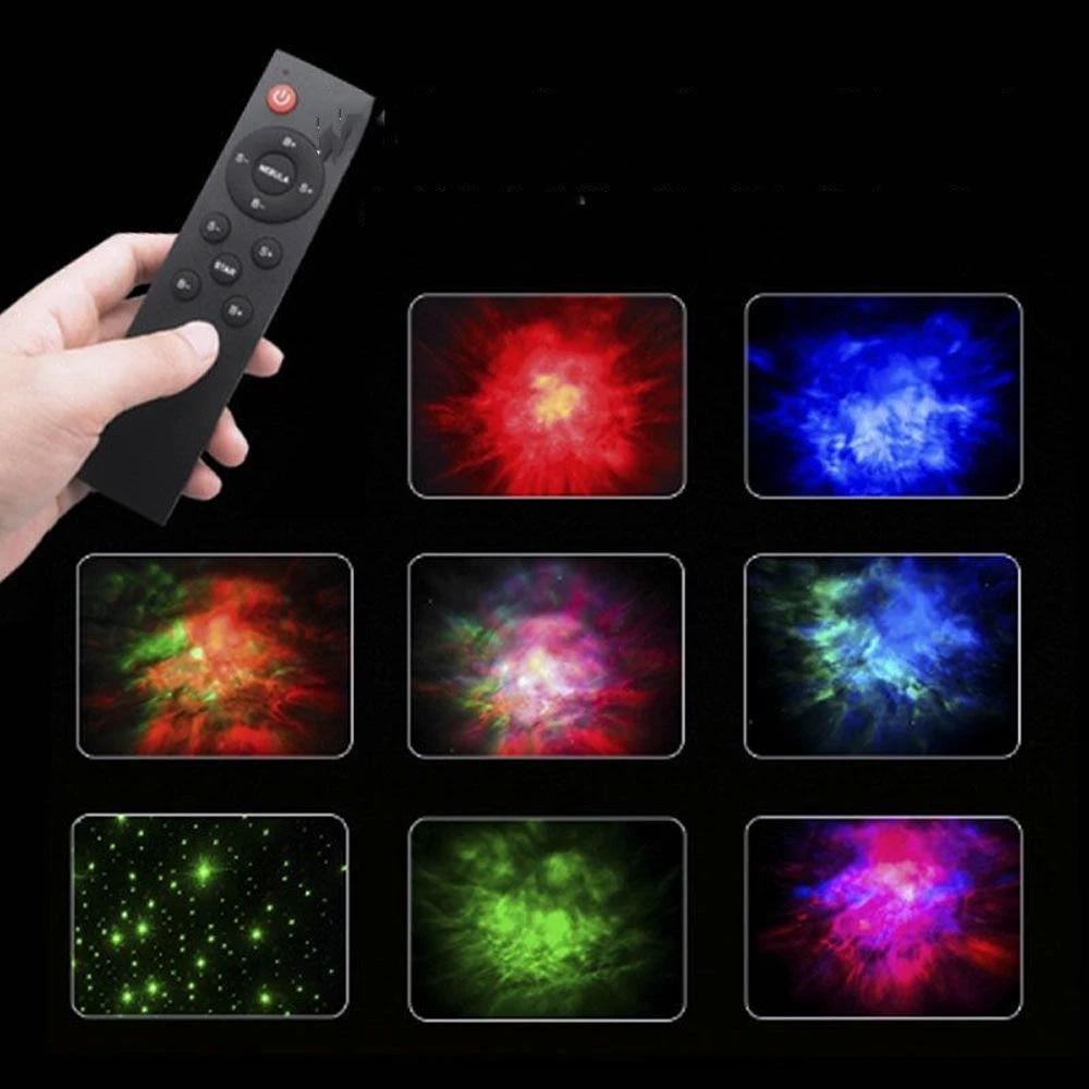 Mandotos creative astronaut galaxy starry sky projector nightlight USB bedroom table lamp illuminating a starry sky scene.