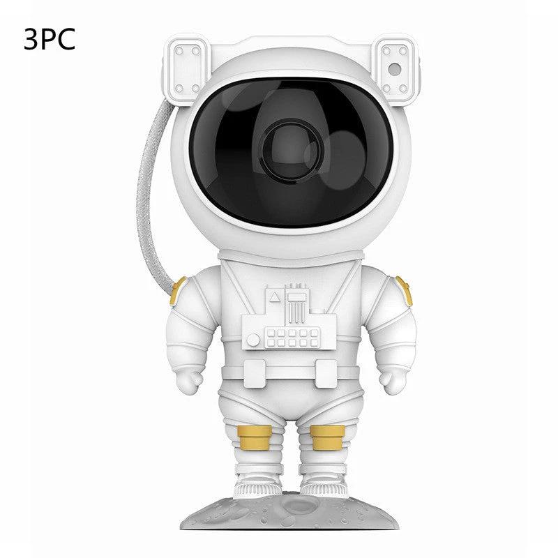 Mandotos creative astronaut galaxy starry sky projector nightlight USB bedroom table lamp showing starry sky and galaxy patterns.
