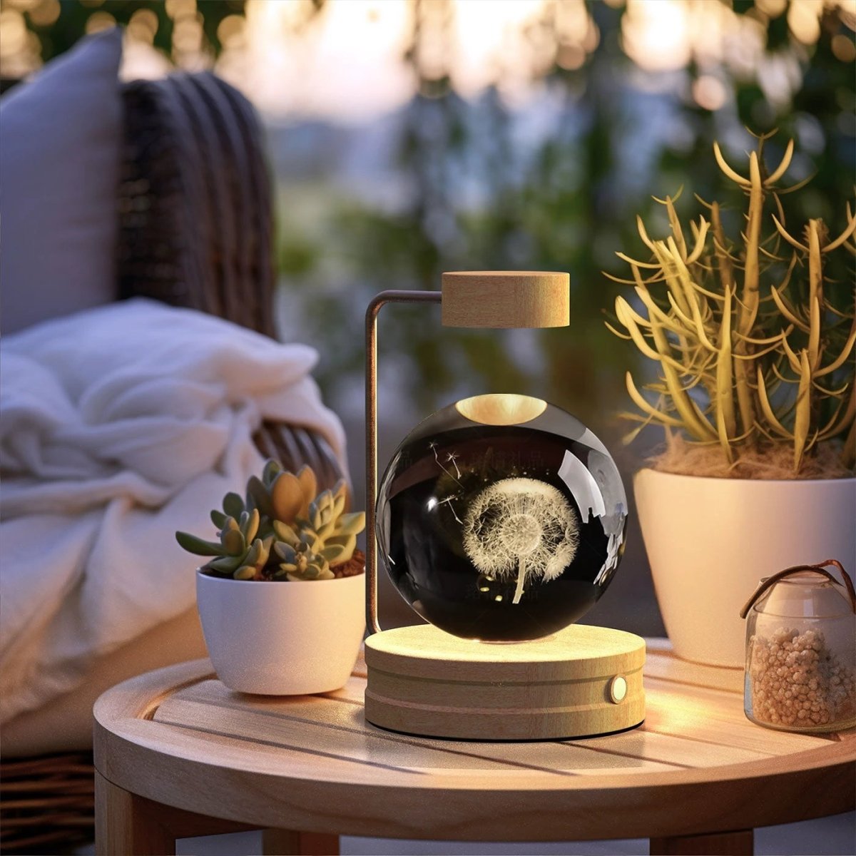 Mandotos cosmic dinosaur crystal ball night light with USB power, warm glow for bedside or birthday gift.